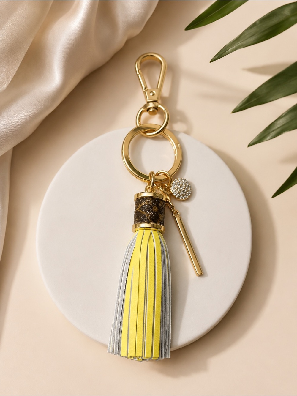 Authentic Louis Vuitton Monogram Upcycled Leather Tassel Keychain